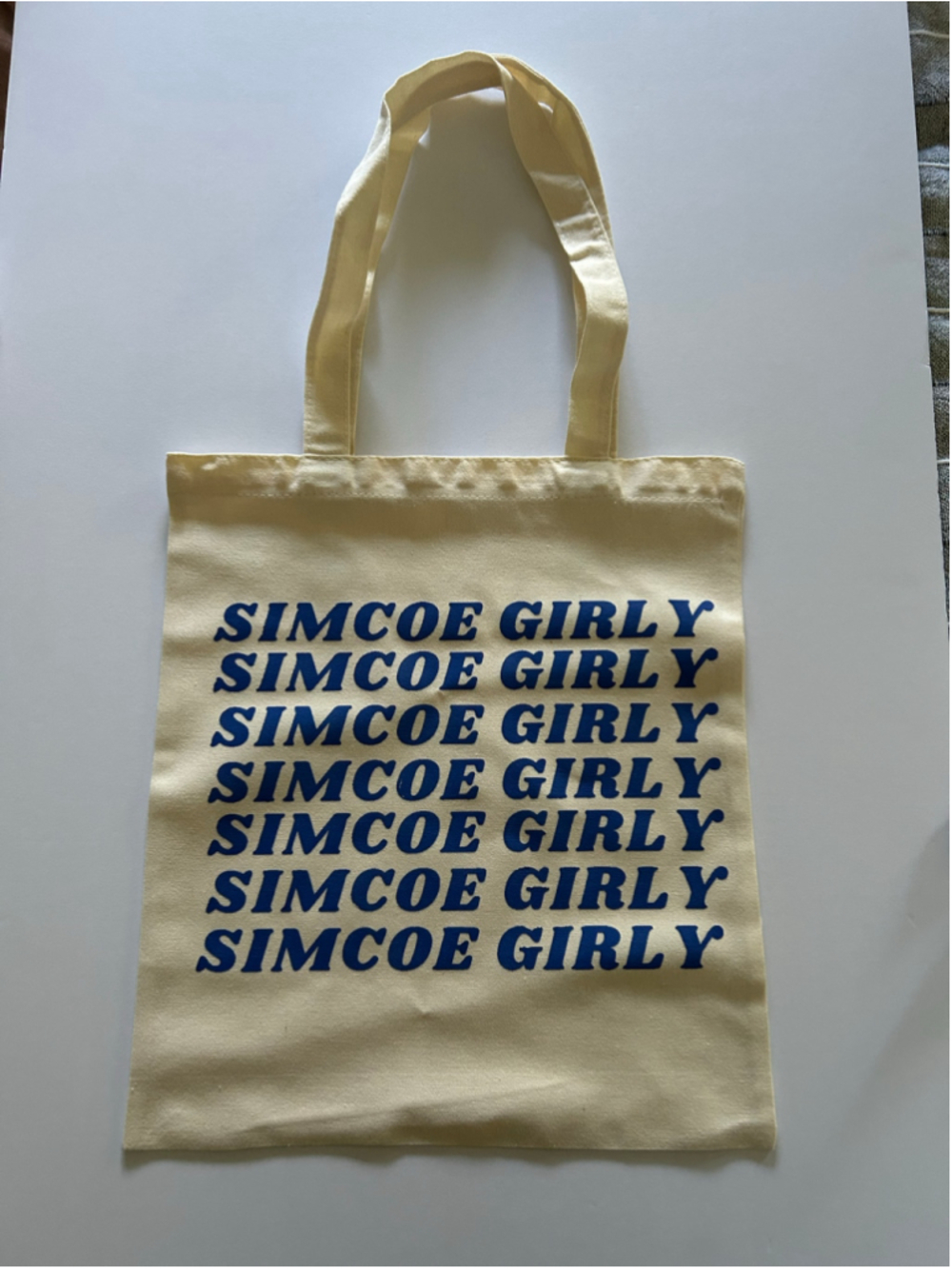 Women's Tote Bag Beige Blue Simcoe Girly Print